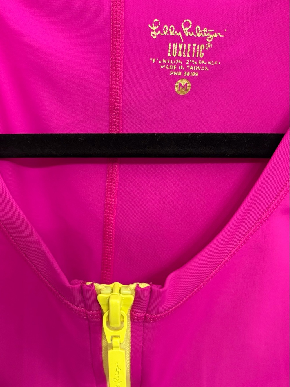 Lilly Pulitzer Hot Pink Long-Sleeve Active Zip Top with Neon Yellow Zipper - Picture 4 of 9